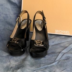 Michael Kors Wedges, Black Leather